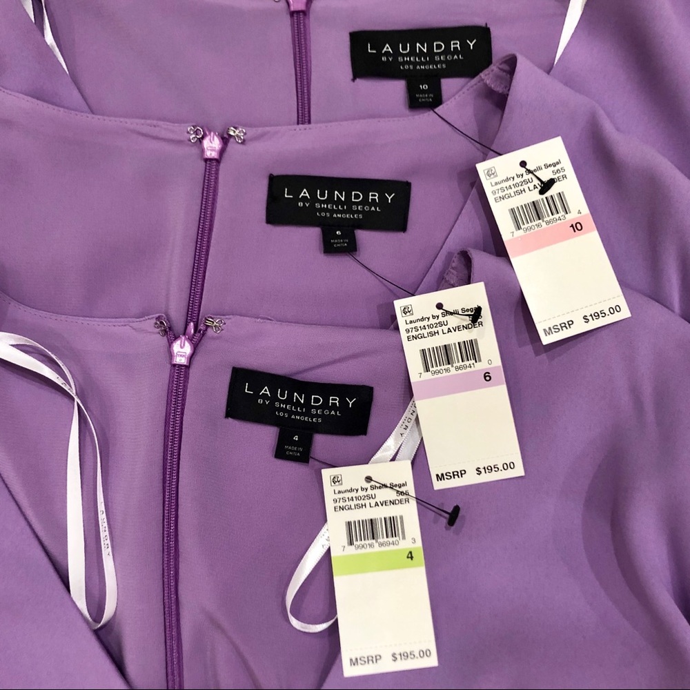 Laundry by Shelli Segal V Neck Lavender Dress Size 4 & 6 - Picture 3 of 8